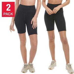 Danskin 2‎ Pack Bike Shorts Side Pockets Black Salt XS Activewear High Rise Set